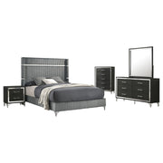 Lucia 5-piece Eastern King Bedroom Set Grey and Black - 224991KE-S5