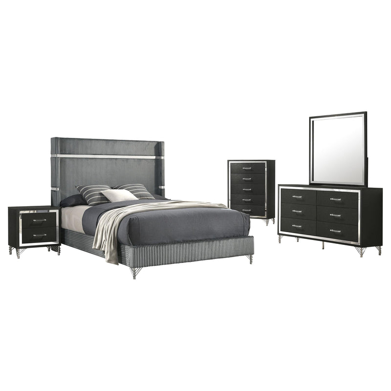Lucia 5-piece Eastern King Bedroom Set Grey and Black - 224991KE-S5