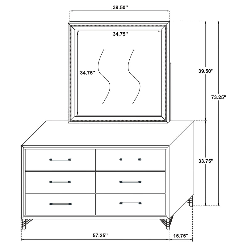 Lucia 6-drawer Dresser and Mirror Black - 224993M
