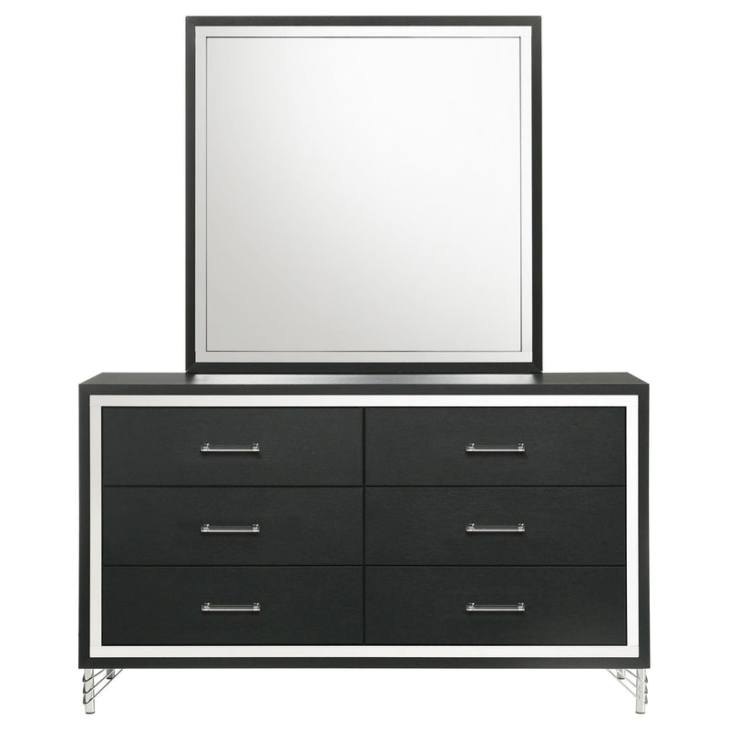 Lucia 6-drawer Dresser and Mirror Black - 224993M