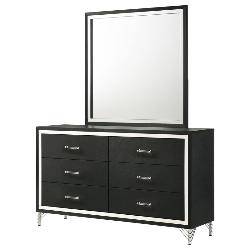 Lucia 6-drawer Dresser and Mirror Black - 224993M