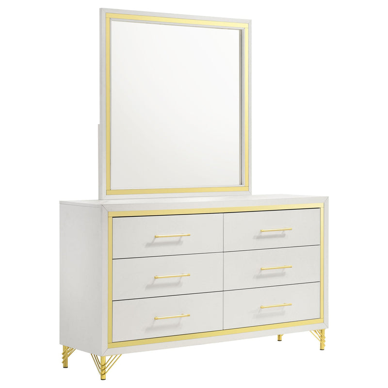 Lucia 6-drawer Dresser with Mirror White  - 224733M