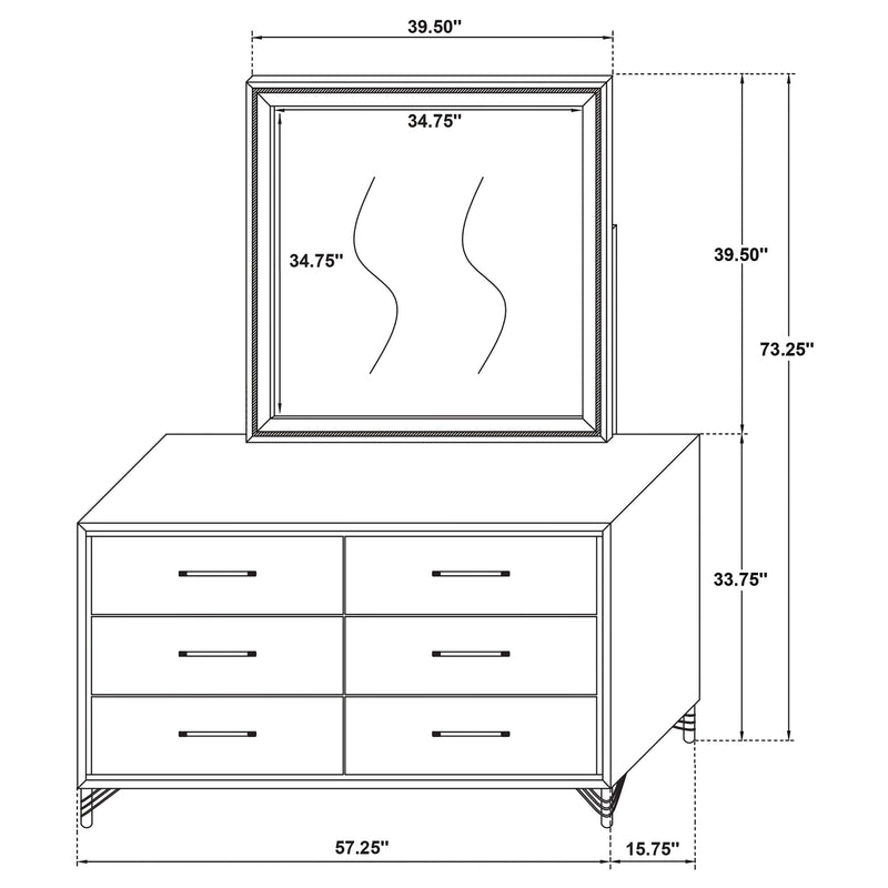 Lucia 6-drawer Dresser with Mirror White  - 224733M