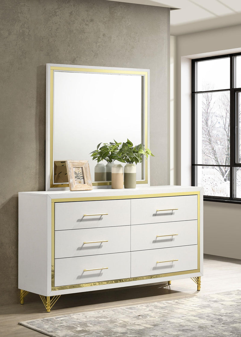 Lucia 6-drawer Dresser with Mirror White  - 224733M