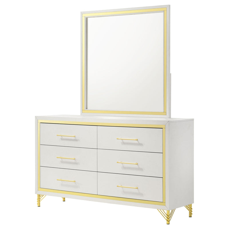 Lucia 6-drawer Dresser with Mirror White  - 224733M