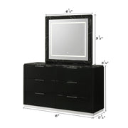 Lucia - 6 Drawers Black Dresser with Faux Marble Top - B241-D