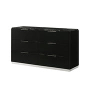 Lucia - 6 Drawers Black Dresser with Faux Marble Top - B241-D
