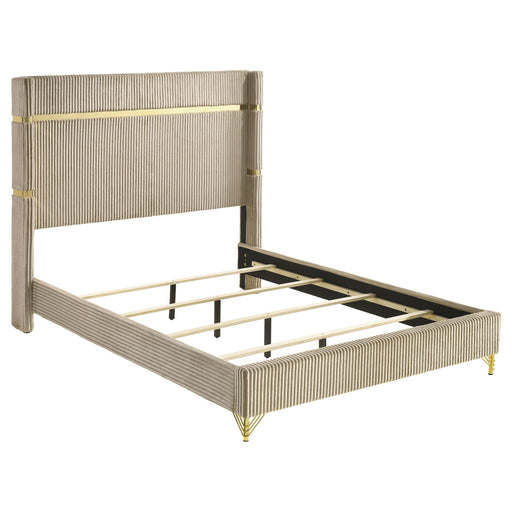 Lucia 61-inch Upholstered Queen Wingback Bed Beige - 224731Q