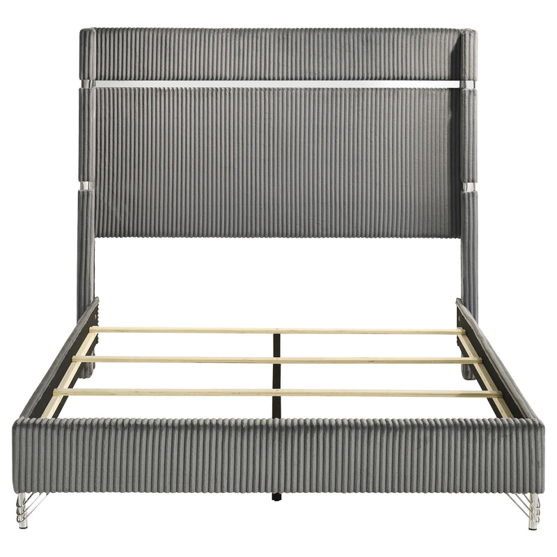 Lucia 61-inch Upholstered Queen Wingback Bed Grey - 224991Q
