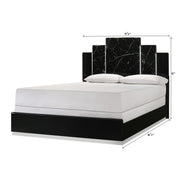 Lucia - Black Panel King Bed with Faux Marble and LED Light - B241-K-Bed