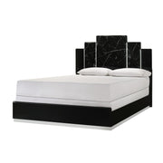 Lucia - Black Panel King Bed with Faux Marble and LED Light - B241-K-Bed