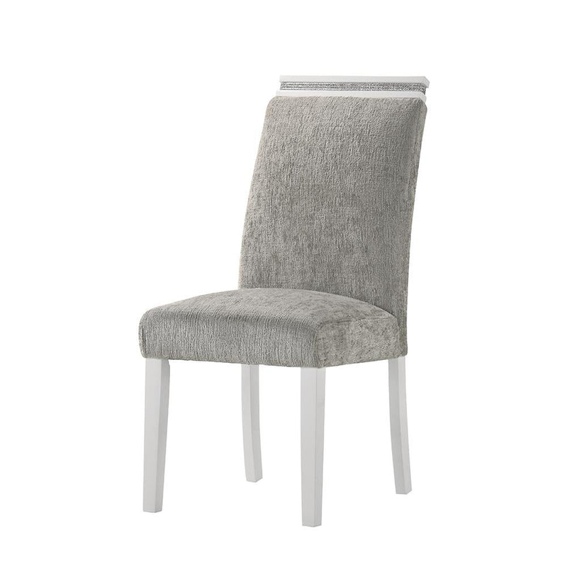 Lucia - Gray & White Upholstered Dining Chair with Crystal Trim - D200-C
