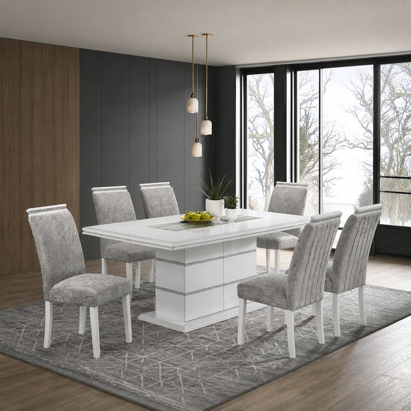 Lucia - White and Gray 7PC Dining Set, Dining Table and 6 Dining Chairs - D200-7PC-Set