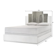 Lucia - White Panel Queen Bed with Faux Marble and LED Light - B242-Q-Bed