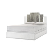 Lucia - White Panel Queen Bed with Faux Marble and LED Light - B242-Q-Bed