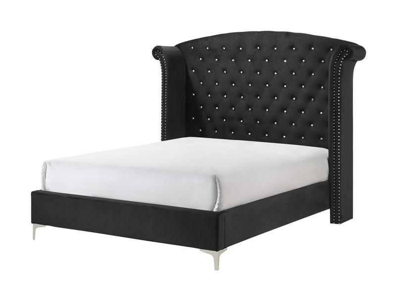 Lucinda Black Upholstered Wingback Panel Bedroom Set - Lara FurnitureBedroom Set