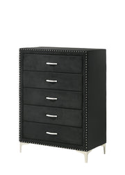Lucinda Black Upholstered Wingback Panel Bedroom Set - Lara FurnitureBedroom Set