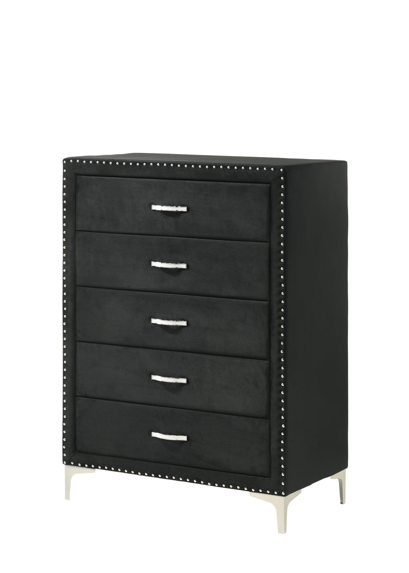 Lucinda Black Upholstered Wingback Panel Bedroom Set - Lara FurnitureBedroom Set