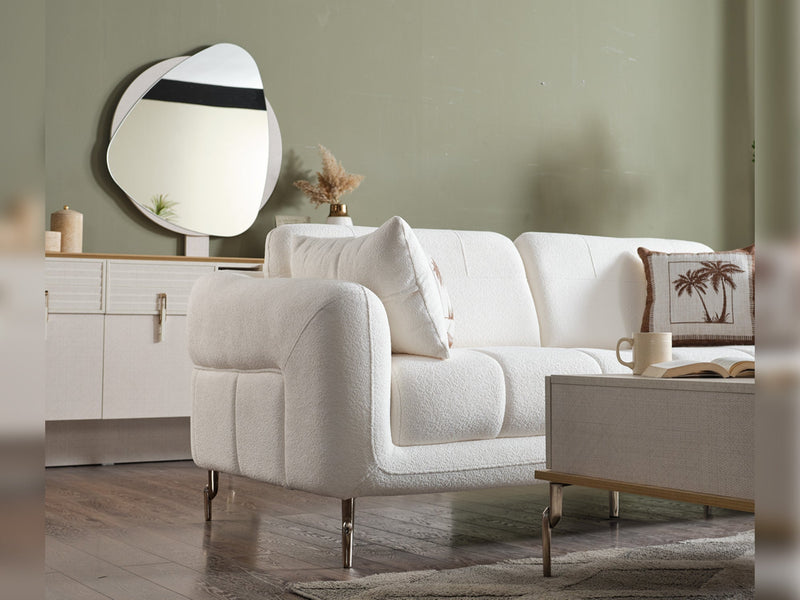 Lugano 3-pieces (Sofa & Loveseat & Relax Chair) Livingroom in White - 200-ELIF-LUG-A225-321R