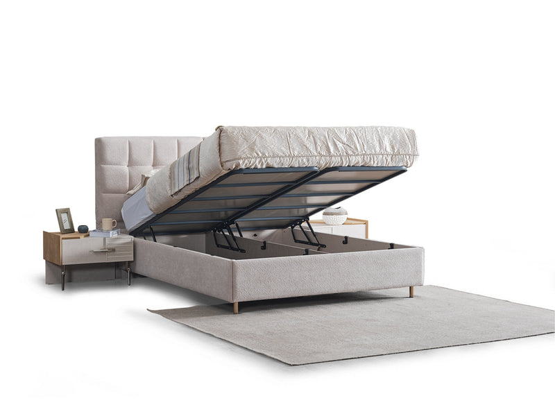 Lugano Bedroom (Queen Frame With Headboard & Dresser With Mirror & Ottoman & 2 Nightstand) - 200-ELIF-LUG-A221-QBED-SET