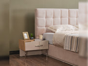 Lugano Bedroom (Queen Frame With Headboard & Dresser With Mirror & Ottoman & 2 Nightstand) - 200-ELIF-LUG-A221-QBED-SET