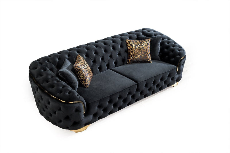 Lupino Black Velvet Sofa & Loveseat - LUPINOBLACK-SL