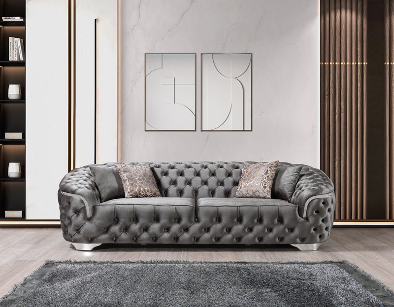 Lupino Gray Velvet Sofa & Loveseat - Lara FurnitureLiving Room Set