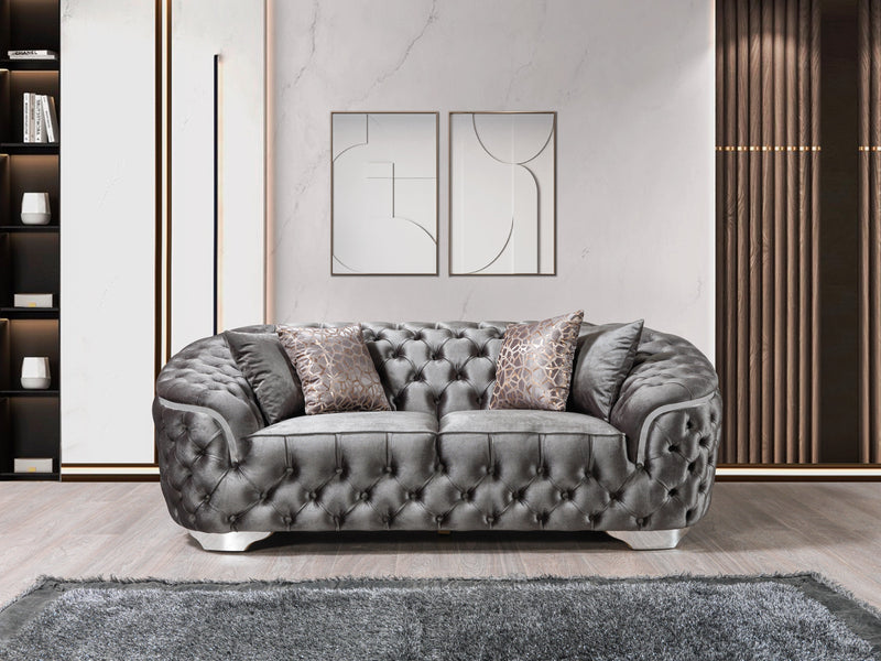 Lupino Gray Velvet Sofa & Loveseat - Lara FurnitureLiving Room Set