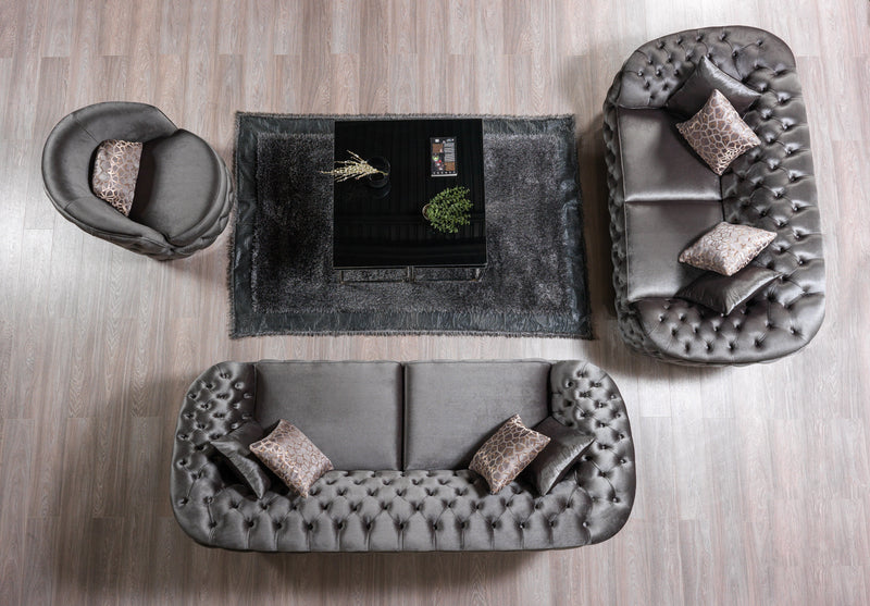 Lupino Gray Velvet Sofa & Loveseat - Lara FurnitureLiving Room Set