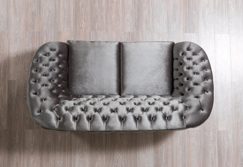 Lupino Gray Velvet Sofa & Loveseat - Lara FurnitureLiving Room Set