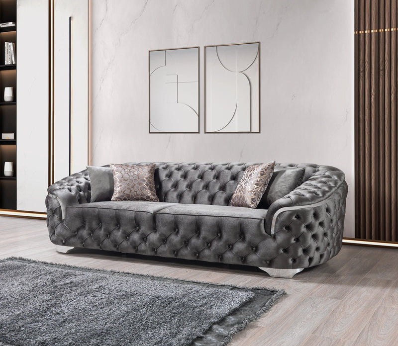 Lupino Gray Velvet Sofa & Loveseat - Lara FurnitureLiving Room Set