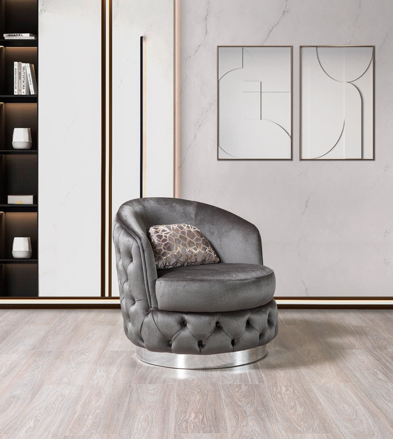 Lupino Gray Velvet Sofa & Loveseat - Lara FurnitureLiving Room Set