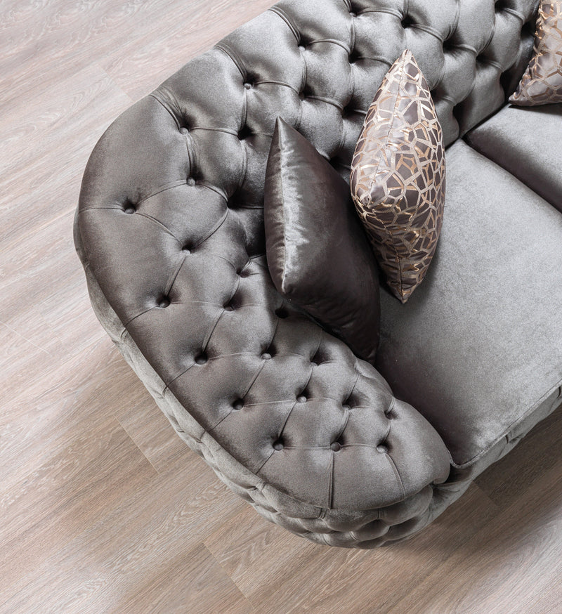 Lupino Gray Velvet Sofa & Loveseat - Lara FurnitureLiving Room Set