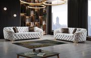 Lupino Ivory Velvet Sofa & Loveseat - LUPINOIVORY-SL