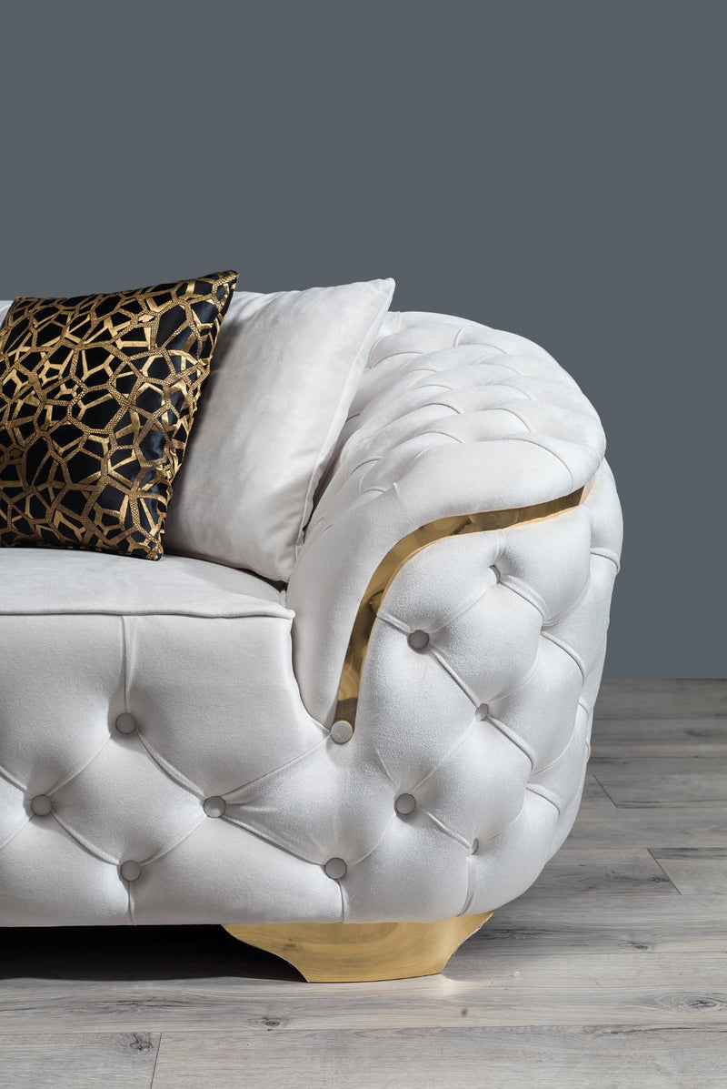 Lupino Ivory Velvet Sofa & Loveseat - LUPINOIVORY-SL