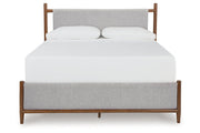 Lyncott Brown Queen Upholstered Panel Bed - Lara FurnitureQueen Bed