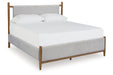 Lyncott Brown Queen Upholstered Panel Bed - Gate FurnitureQueen Bed