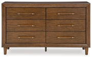Lyncott California King Upholstered Bed with Dresser and 2 Nightstands in Brown from Ashley - Lara Furniture