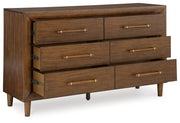 Lyncott California King Upholstered Bed with Dresser and 2 Nightstands in Brown from Ashley - Lara Furniture