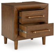 Lyncott California King Upholstered Bed with Mirrored Dresser, Chest and Nightstand in Brown from Ashley - Lara Furniture