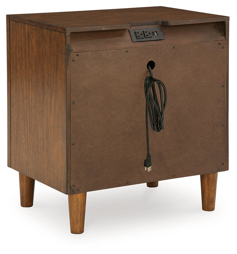Lyncott California King Upholstered Bed with Mirrored Dresser, Chest and Nightstand in Brown from Ashley - Lara Furniture