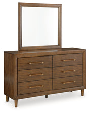 Lyncott California King Upholstered Bed with Mirrored Dresser, Chest and Nightstand in Brown from Ashley - Lara Furniture