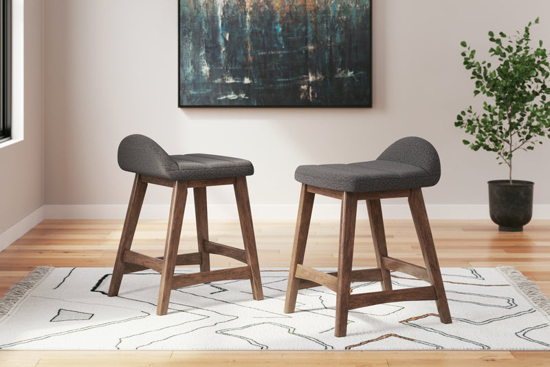 Lyncott Charcoal/Brown Counter Height Bar Stool, Set of 2 - D615-224