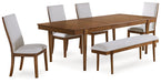 Lyncott Dining Table and 4 Chairs and Bench in Brown - Gate FurnitureDining Room Set