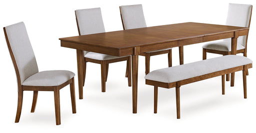 Lyncott Dining Table and 4 Chairs and Bench in Brown - Gate FurnitureDining Room Set