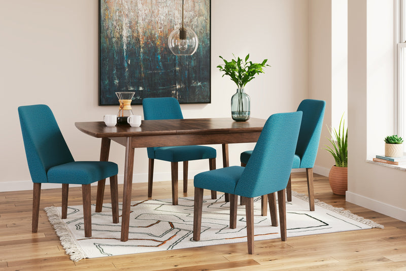 Lyncott Dining Table and 4 Chairs in Blue/Brown - Lara FurnitureDining Room Set