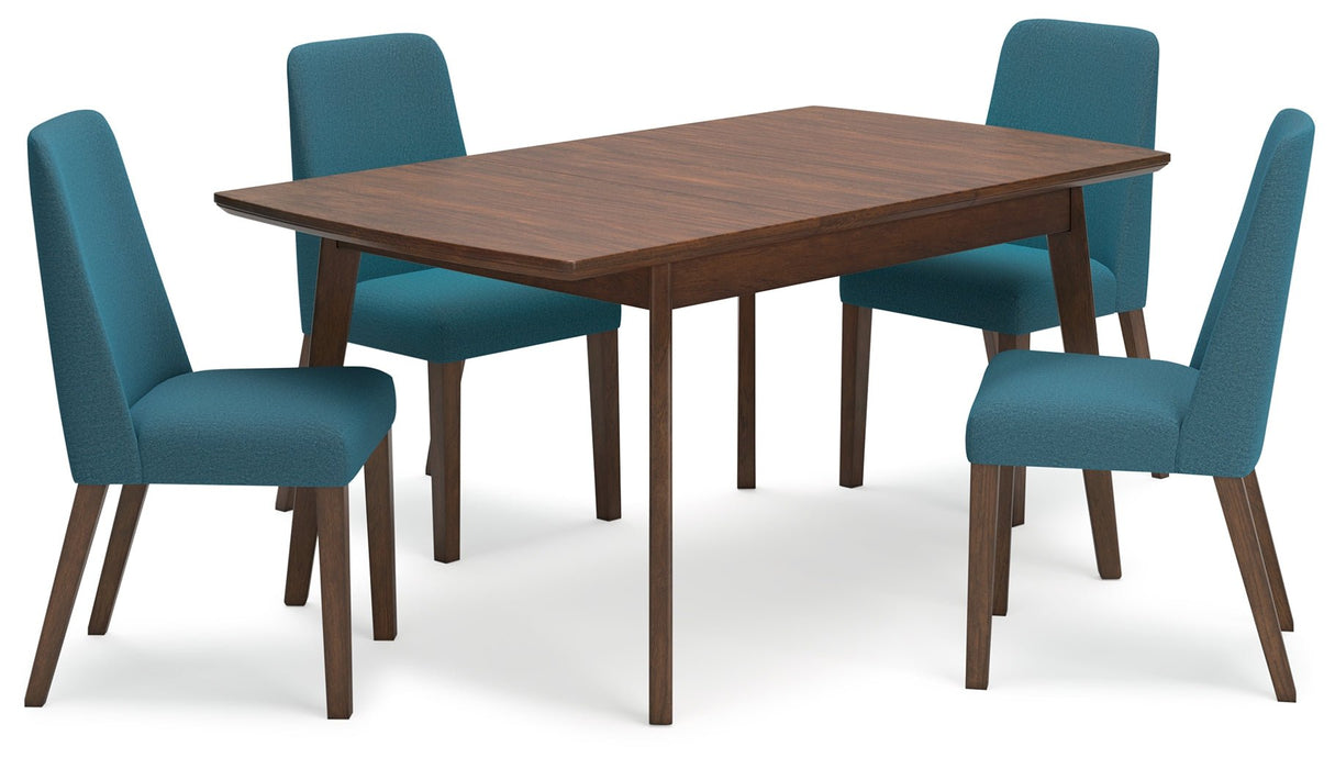 Lyncott Dining Table and 4 Chairs in Blue/Brown - Gate FurnitureDining Room Set