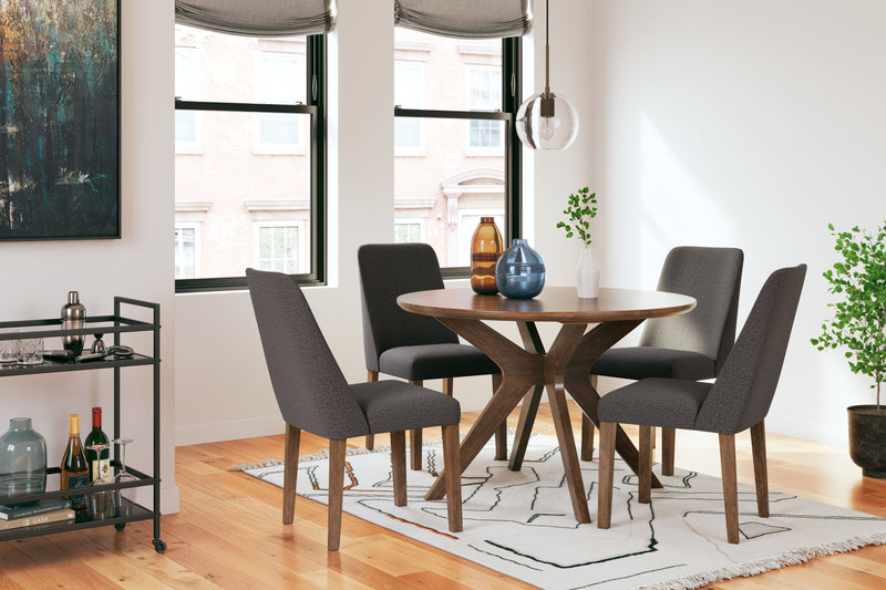 Lyncott Dining Table and 4 Chairs in Charcoal/Brown - Lara FurnitureDining Room Set
