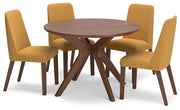 Lyncott Dining Table and 4 Chairs in Mustard/Brown - Lara FurnitureDining Room Set