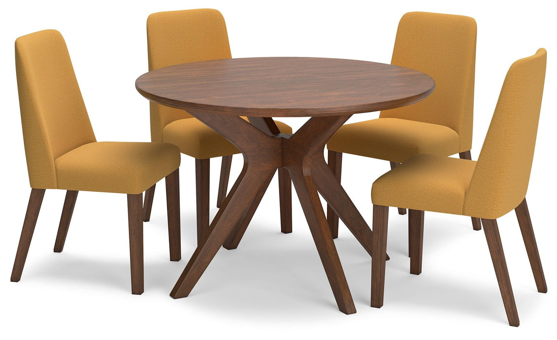 Lyncott Dining Table and 4 Chairs in Mustard/Brown - Gate FurnitureDining Room Set